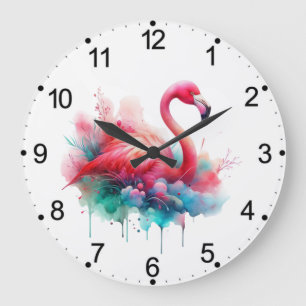 Pink Flamingo Sublimation-95159 Large Clock