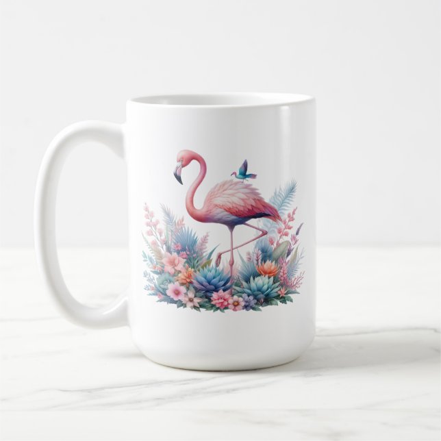 Pink Flamingo Sublimation Coffee Mug (Left)