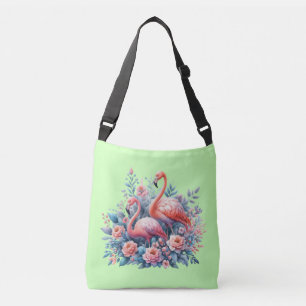 Pink Flamingo Sublimation Crossbody Bag
