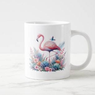 Pink Flamingo Sublimation Large Coffee Mug