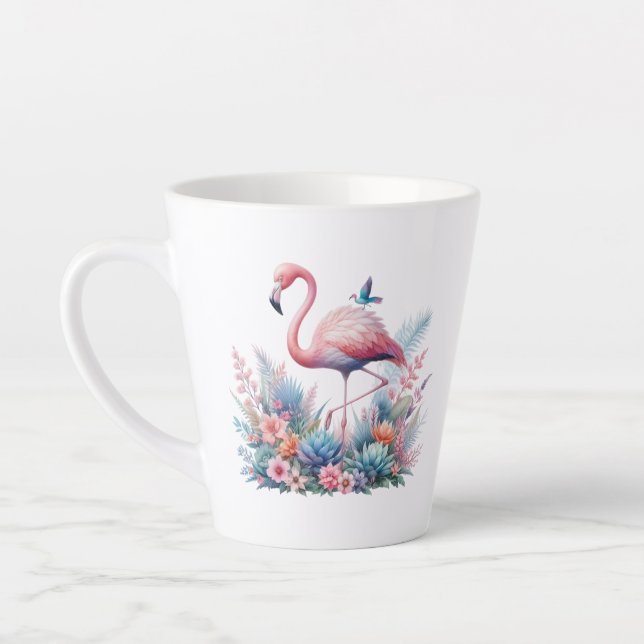 Pink Flamingo Sublimation Latte Mug (Left)