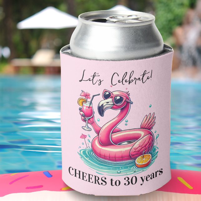 Pink Flamingo Summer Birthday Party Can Cooler (Creator Uploaded)