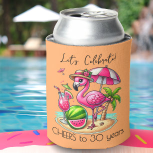 Pink Flamingo Summer Birthday Party Can Cooler