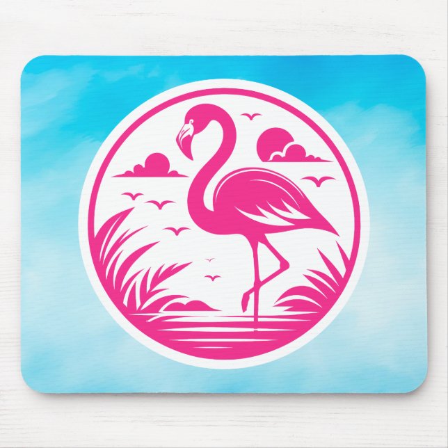 Pink Flamingo Summer Circle Design-68730 Mouse Pad (Front)