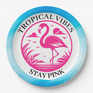 Pink Flamingo Summer Circle Design-68730 Paper Plate