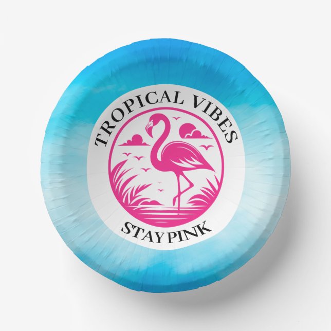 Pink Flamingo Summer Circle Design-68730 Paper Plate (Front)