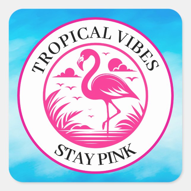 Pink Flamingo Summer Circle Design-68730 Square Sticker (Front)