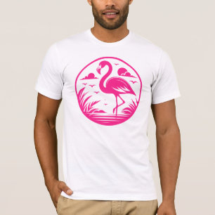 Pink Flamingo Summer Circle Design-68730 T-Shirt