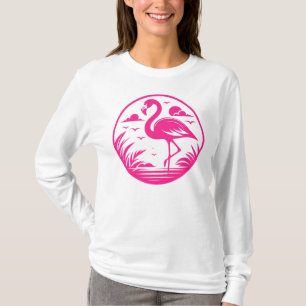 Pink Flamingo Summer Circle Design-68730 T-Shirt