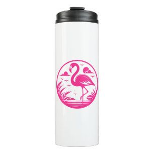 Pink Flamingo Summer Circle Design-68730 Thermal Tumbler