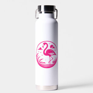 Pink Flamingo Summer Circle Design-68730 Water Bottle
