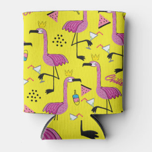 Pink Flamingo: Summer Fashion Pattern Can Cooler