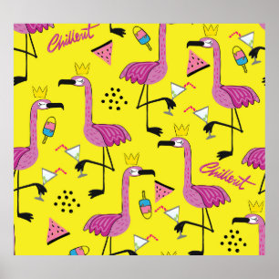 Pink Flamingo: Summer Fashion Pattern Poster