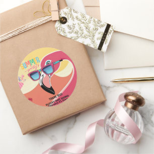 Pink Flamingo Summer Party Classic Round Sticker
