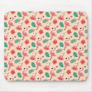 Pink Flamingo Summer Tropical Pattern Mouse Pad