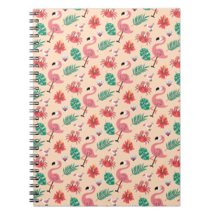 Pink Flamingo Summer Tropical Pattern Notebook