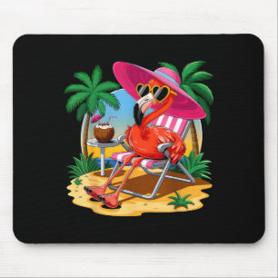 Pink Flamingo Summer Vibes Beach Palm Tree Summer Mouse Pad