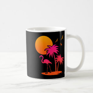 Pink Flamingo Summer Vibes Palm Trees Tropical Coffee Mug