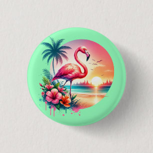 Pink Flamingo Sunset Clipart-93938 3 Cm Round Badge