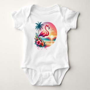 Pink Flamingo Sunset Clipart-93938 Baby Bodysuit