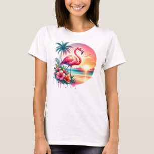 Pink Flamingo Sunset Clipart-93938 T-Shirt