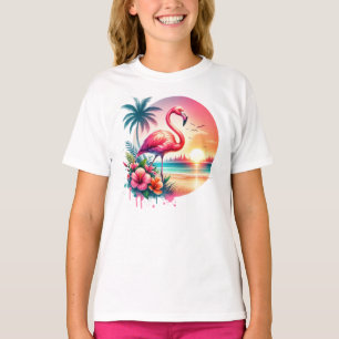 Pink Flamingo Sunset Clipart T-Shirt