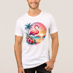 Pink Flamingo Sunset Clipart Tri-Blend Shirt