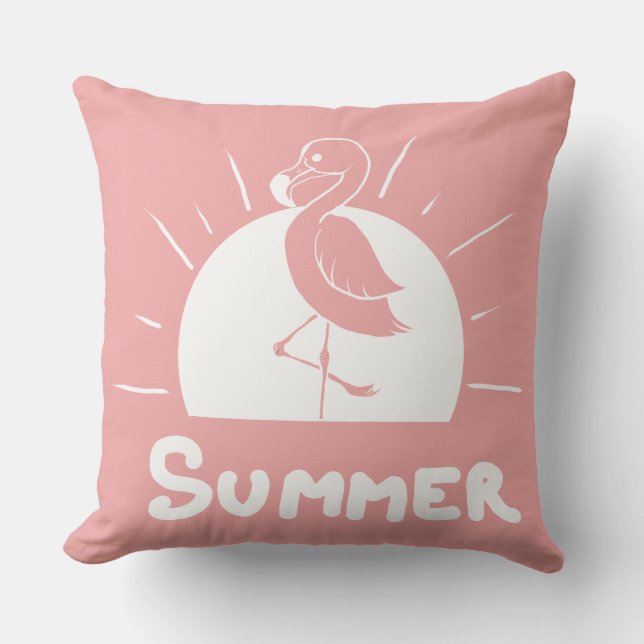 pink flamingo symbolizing summer cushion (Front)