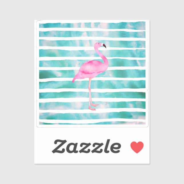 Pink Flamingo Teal Blue Stripes Modern (Sheet)