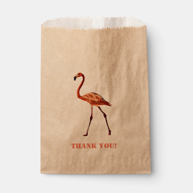 Pink Flamingo Thank You Custom Kraft Favor Bag (Front)