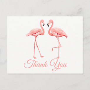 Pink Flamingo Thank You Tropical Wedding Summer Postcard