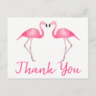 Pink Flamingo Thank You Tropical Wedding Summer Postcard