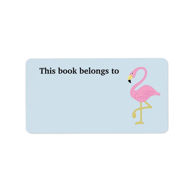 Pink Flamingo This Book Belongs To Label (Front)