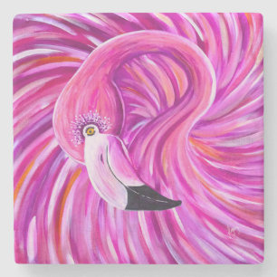 Pink Flamingo Too Stone Coaster