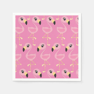 Pink Flamingo Tropical 1st Birthday Party Napkins