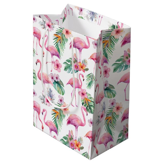 Pink Flamingo Tropical Baby Shower Gift Bag (Back Angled)