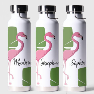 Pink Flamingo Tropical Bachelorette personalised Water Bottle