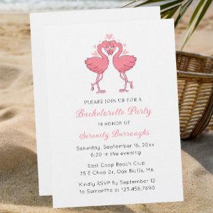 Pink Flamingo Tropical Beach Bachelorette Party Invitation