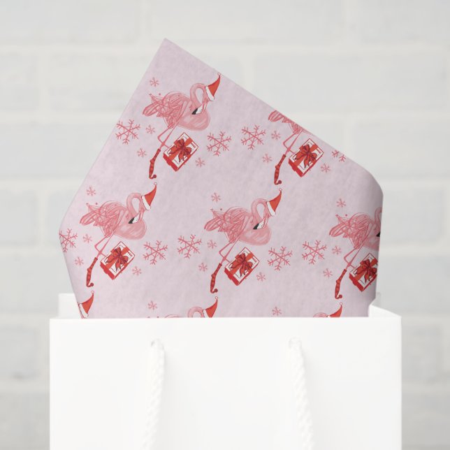 Pink Flamingo Tropical Beach Bird Christmas Tissue Paper (Gift Bag)