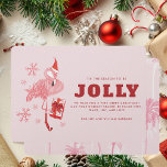 Pink Flamingo Tropical Beach Christmas Holiday Card<br><div class="desc">A modern stylish holiday flat greeting card with modern typography featuring a decorated pink Flamingo. Easily customise this card by clicking the "Personalise" button.</div>