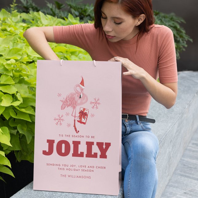 Pink Flamingo Tropical Beach Christmas Medium Gift Bag (Pink Flamingo Tropical Beach Christmas Medium Gift Bag)