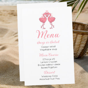 Pink Flamingo Tropical Beach Hawaiian Wedding Menu