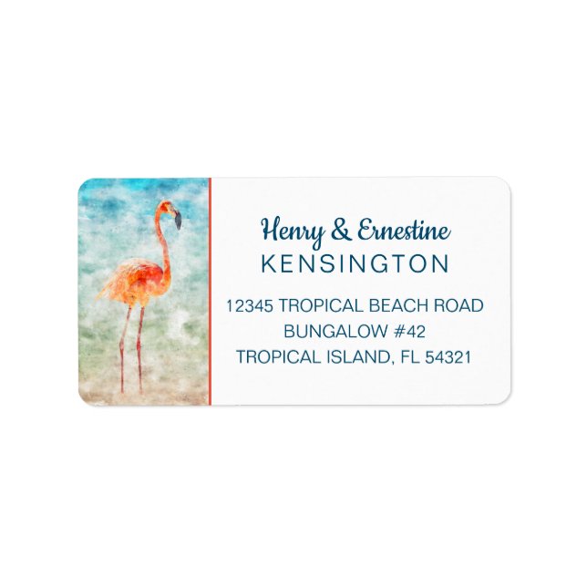 Pink Flamingo | Tropical Beach Label (Front)