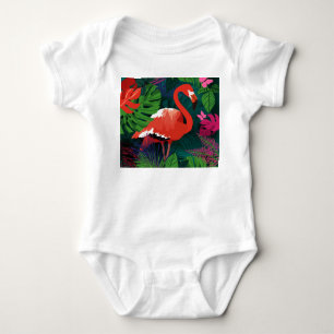 Pink Flamingo: Tropical Butterfly Harmony. Baby Bodysuit