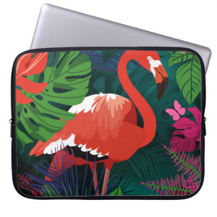 Pink Flamingo: Tropical Butterfly Harmony. Laptop Sleeve