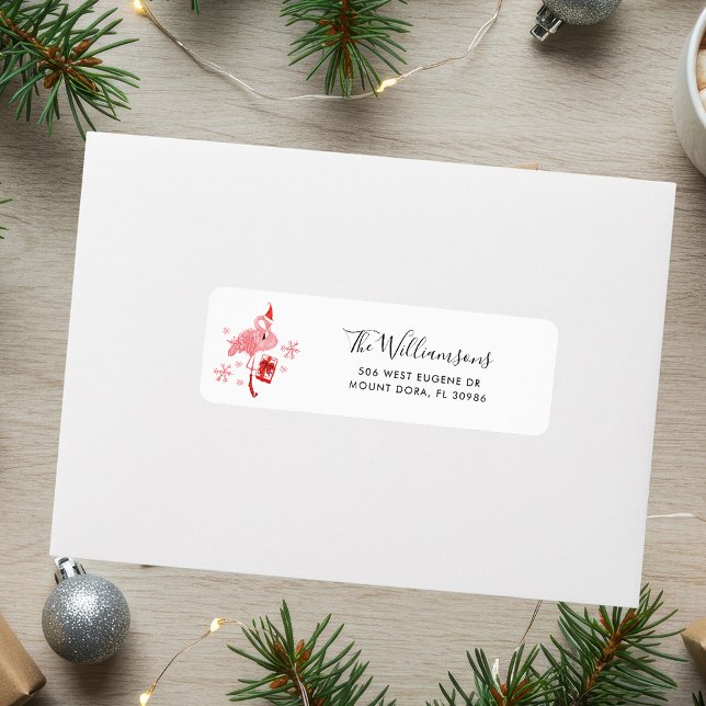 Pink Flamingo Tropical Christmas Return Address Label (Pink Flamingo Tropical Christmas Return Address Label)