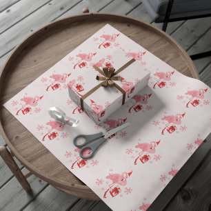 Pink Flamingo Tropical Coast Beach Christmas Wrapping Paper
