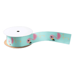Pink Flamingo Tropical Cute Animal Ribbon Satin Ribbon