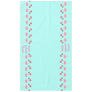Pink Flamingo Tropical Cute First Birthday Tablecloth