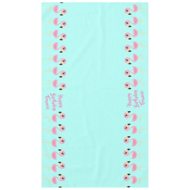 Pink Flamingo Tropical Cute First Birthday Tablecloth (Front)